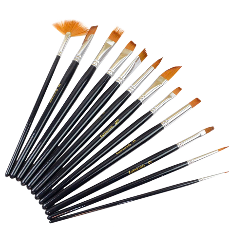 Outop 12pcs nylon hair paint brush set
