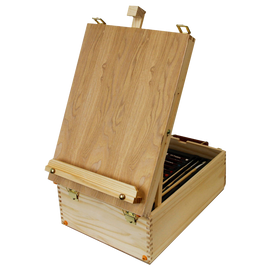 Wood box easel painting set 12 tubes of oil colors